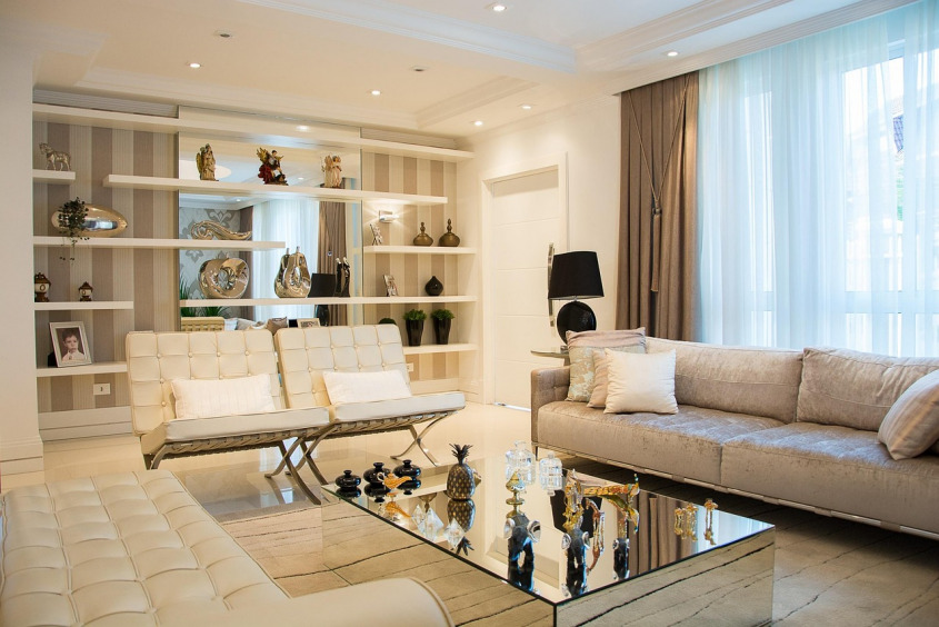 designer sofa in refined living room